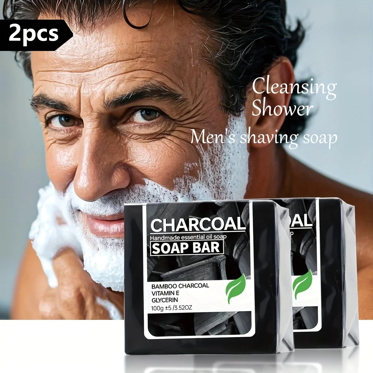 Beard & Face Soap (2-Pack) — Charcoal + Vitamin E | Essence&Form